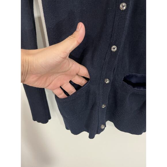 Y2K Abercrombie & Fitch Cardigan Navy L Preppy Academia Nautical Collegiate - Picture 5 of 13